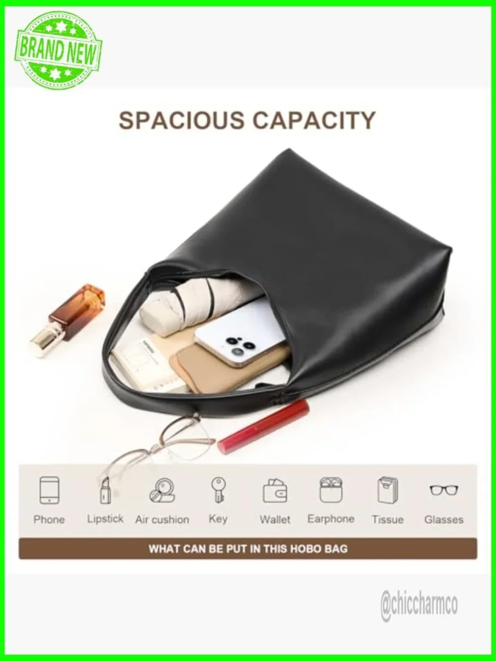 Small Hobo Bag PU Leather Shoulder Purse with Zipper Compartments